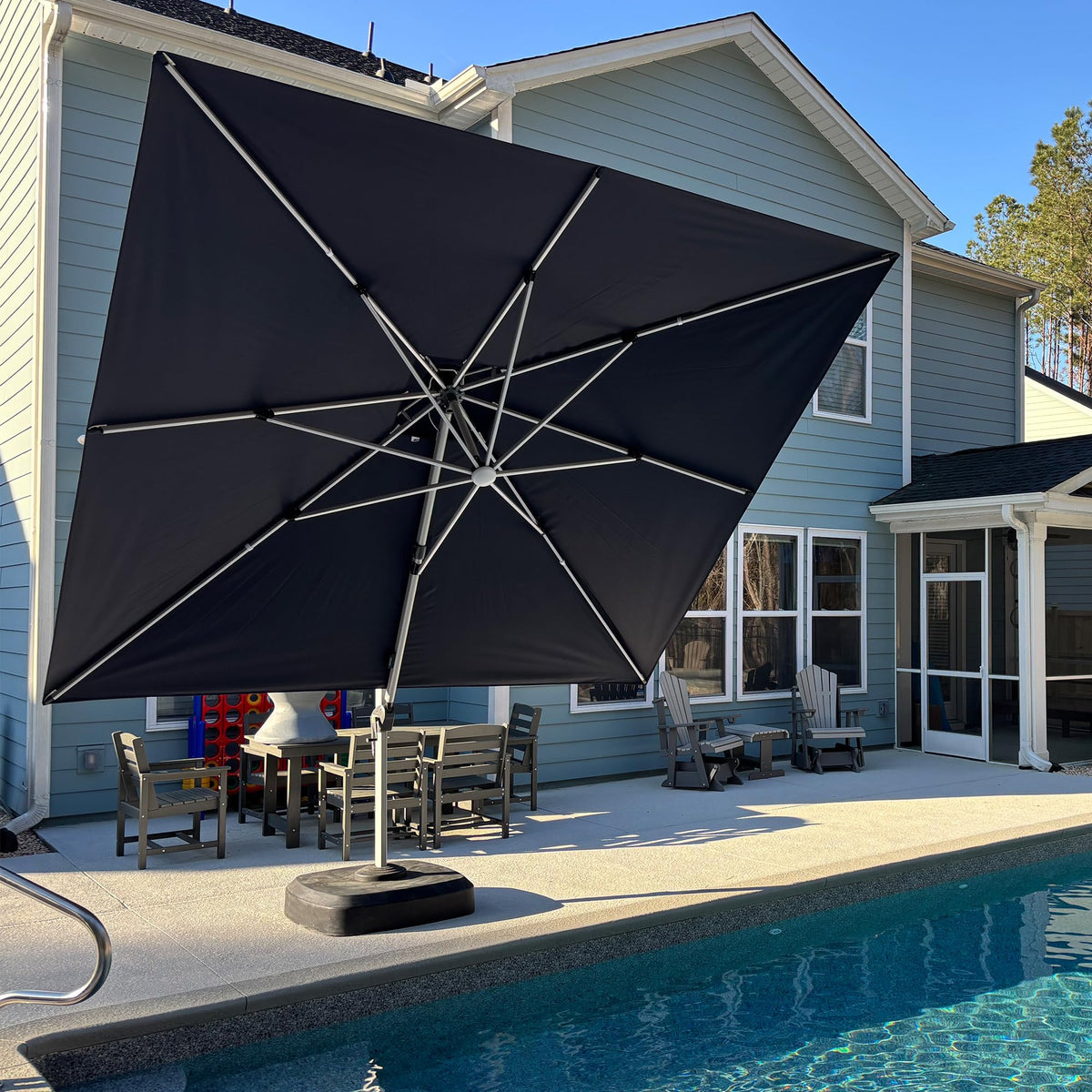 Patio Umbrella 9' X 12' Double Top LED Light (Sunbrella Indigo / 9' X 12')