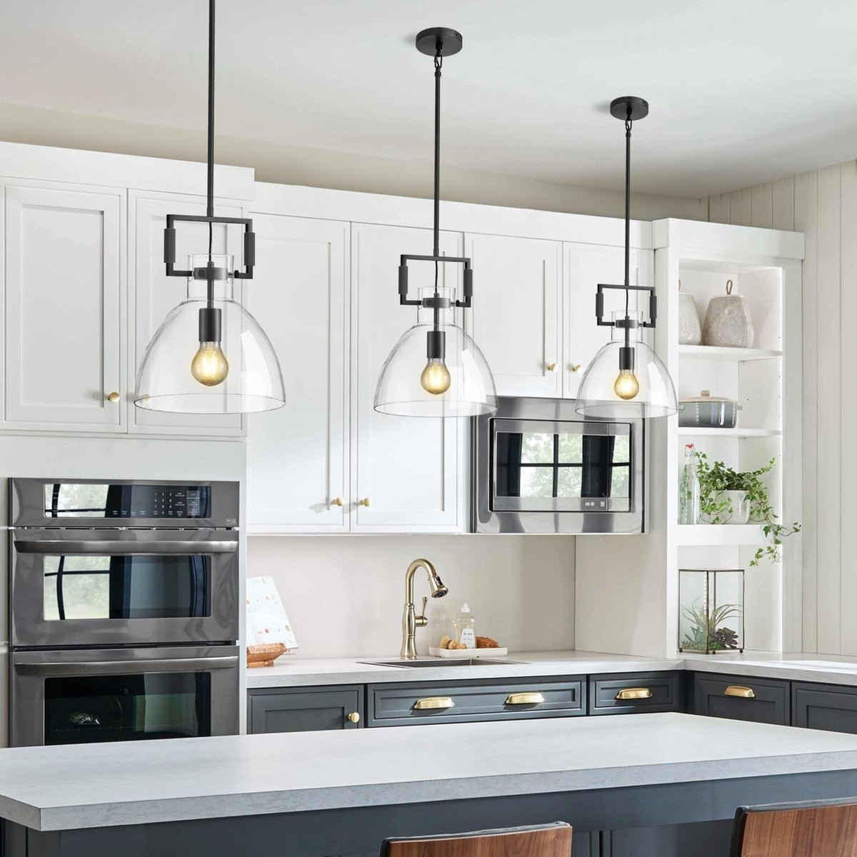 10 '' Modern Large Black Kitchen Island Pendant Light (Blak-10-In)