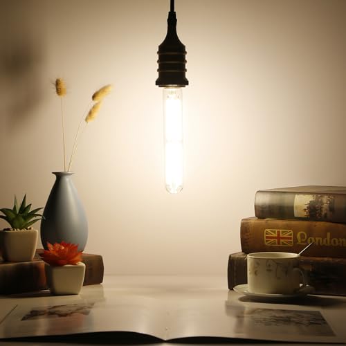 Dimmable E26 LED Bulb 4W Equal 40 Watt Warm White 2700K E26 Edison AC120V 400lm Tubular T9 T10 LED Light Bulb for Rustic Pendant