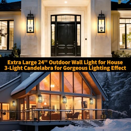 24 Inch Extra Large Outdoor Porch Lights for House 1 (Black / No Sensor/1-Pack-24Inch)
