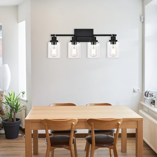 4 Light Track Lighting Kit Black Track Lighting Fixtures Bathroom Wall Sconces Ceiling Mount Kitchen Tracking Lights (Black / 4-Light)
