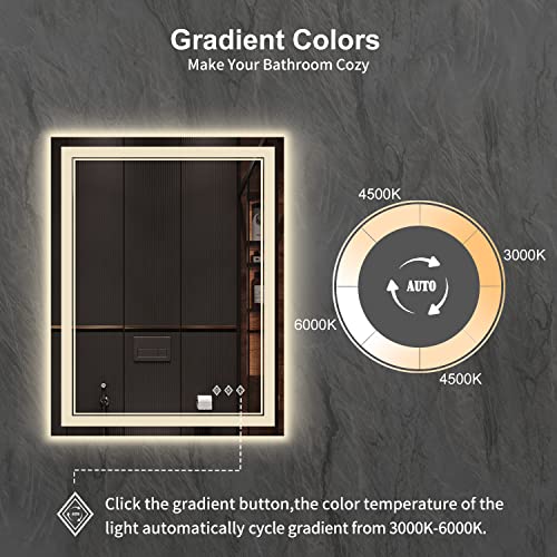 LED Mirror 28x36 Inch Gradient Front and Backlight Lighted Mirror (Front and Backlit / 36"L x 28"W)