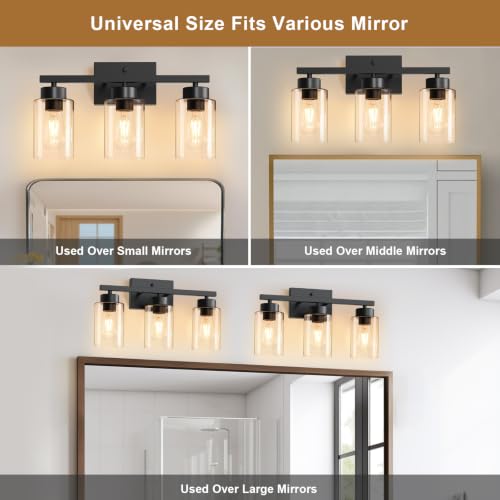 Bathroom Light Fixtures (Matte Black / 3-Light)