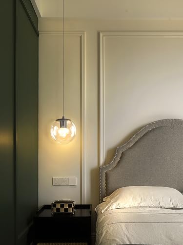 Globe Pendant Light Black Pendant Light Fixtures with Clear Glass 1 (Black-Clear / Globe 1-Light)