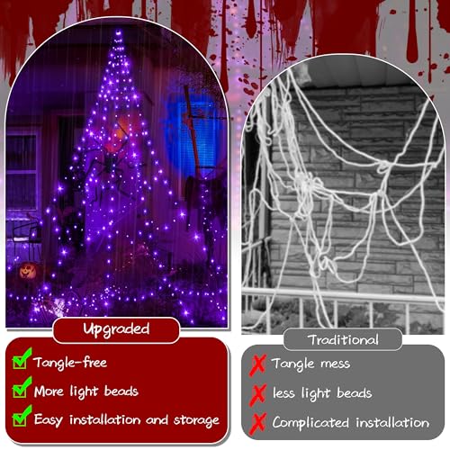 Halloween Lights Outdoor 454 LED Spider Web Lights Purple Halloween Decorations (purple)