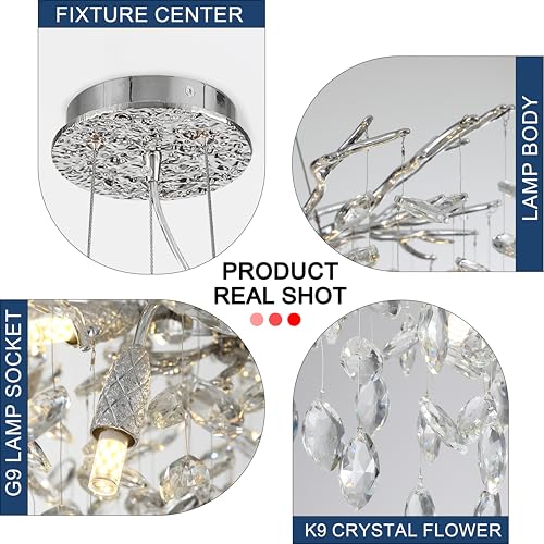 Modern Crystal Tree Branches Chandelier (Silver / Round 18")
