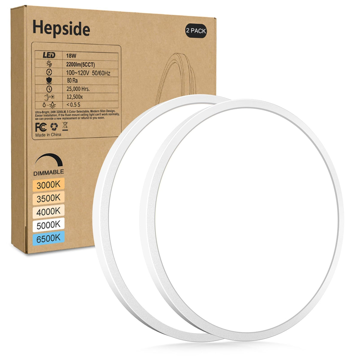 2Pack LED Flush Mount Ceiling Light Fixture (White / 9Inch-2pack)