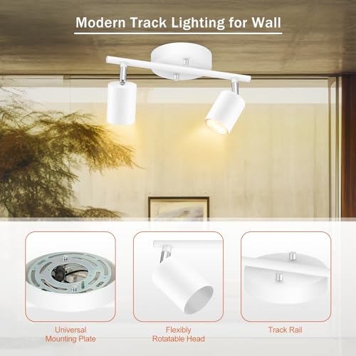 Track Lighting Fixture Ceiling White (White / 11.8" 2 Light Track Light)