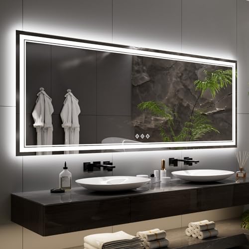 Bathroom Mirror with Lights (Front and Backlit / 96"L x 36"W)