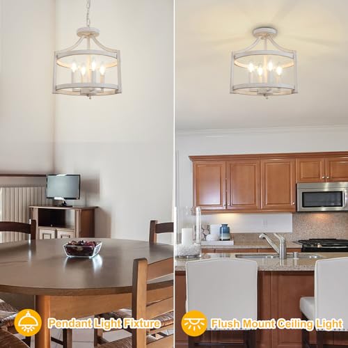4 Light Farmhouse Chandelier (4 Lights Vintage White)