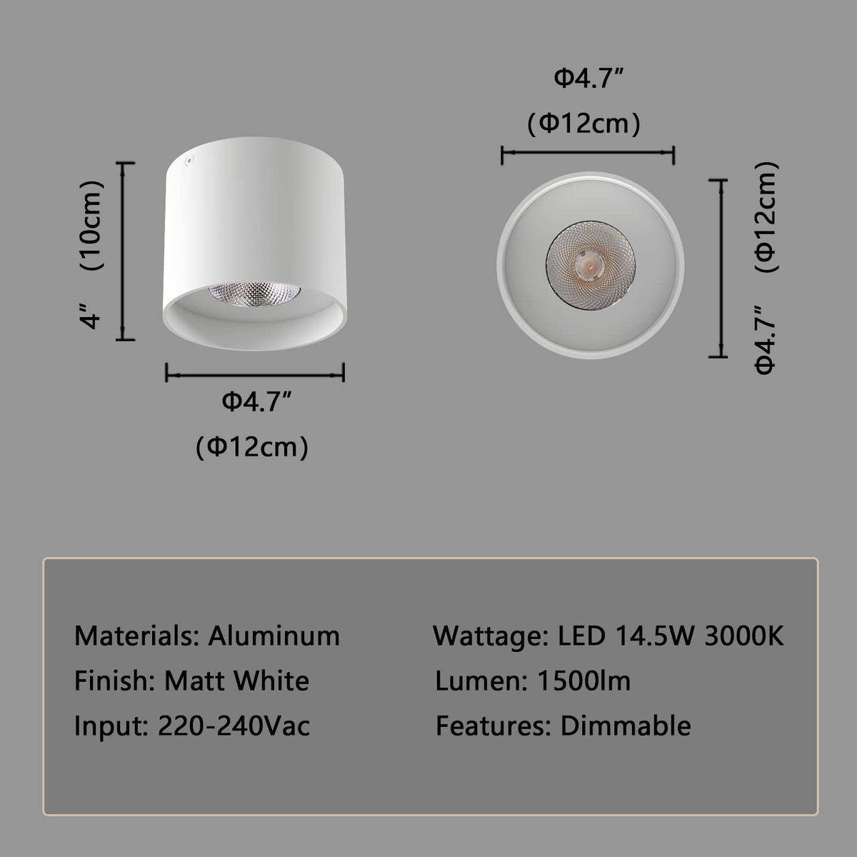 Ceiling Light Fixture (Cylinder 4.7"W / White 2pack)