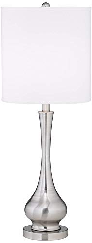 Luffa 32" Large Table Lamp Silver Sleek Brushed Nickel Skinny Gourd