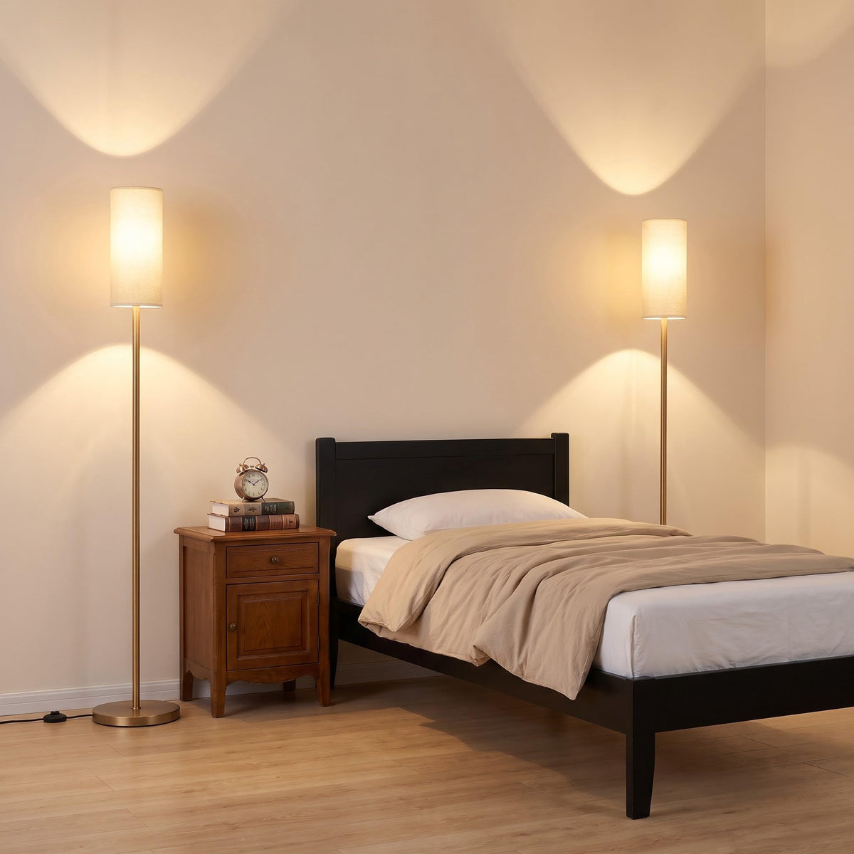 64'' Floor Lamps for Living Room Set of 2 (beige & brown 2PCS / 64.57 inches 2PCS)