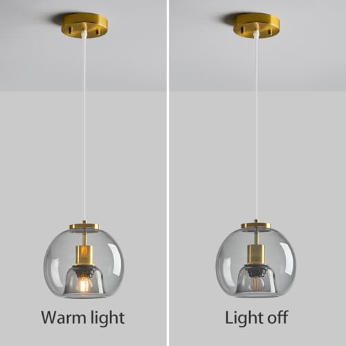 Light Grey Glass Pendant Lights Kitchen Island (Light Grey(7.87 in) / 3-Pack)