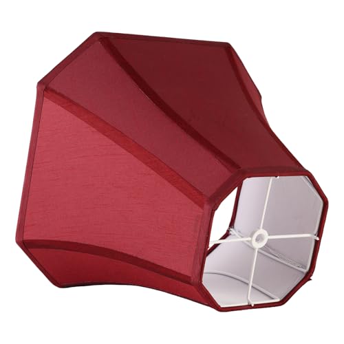 2 Pcs Wine Red Square Cute Lamp Shades Octagonal Faux Silk Lampshade Replacement Medium Lampshade 6.5×13×10.6IN (13IN 2 PACK / Red)