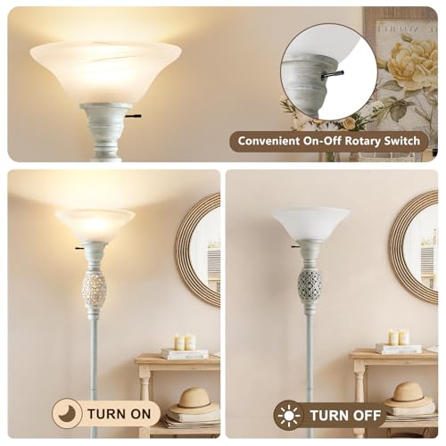 70" Torchiere Floor Lamp with NightLight (Silver Gray)