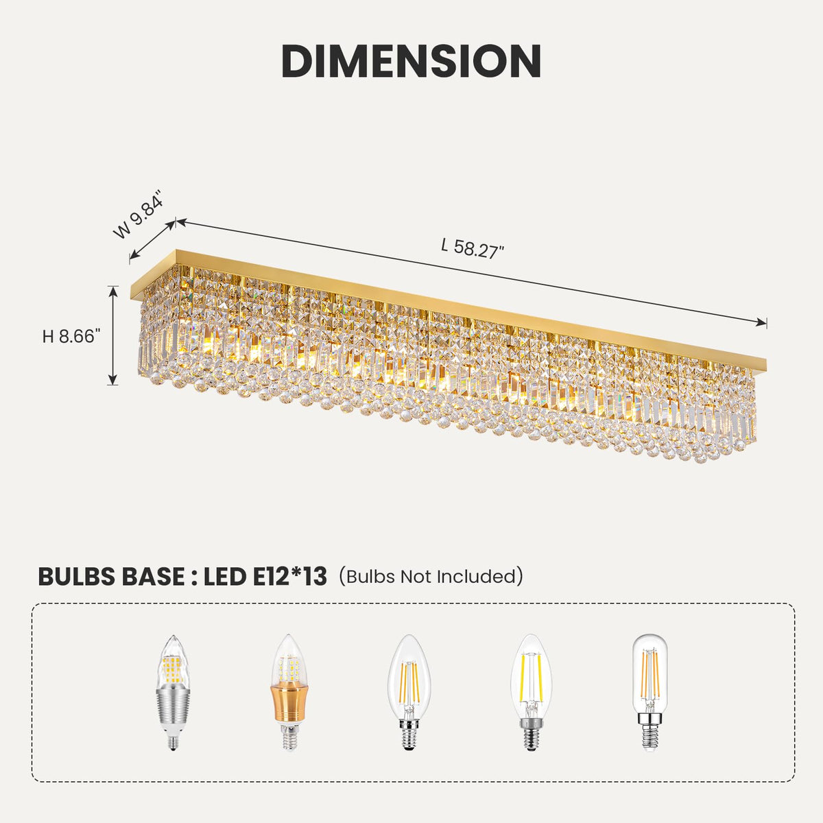 Rectangular Chandelier (Gold(Ceiling) / L59")
