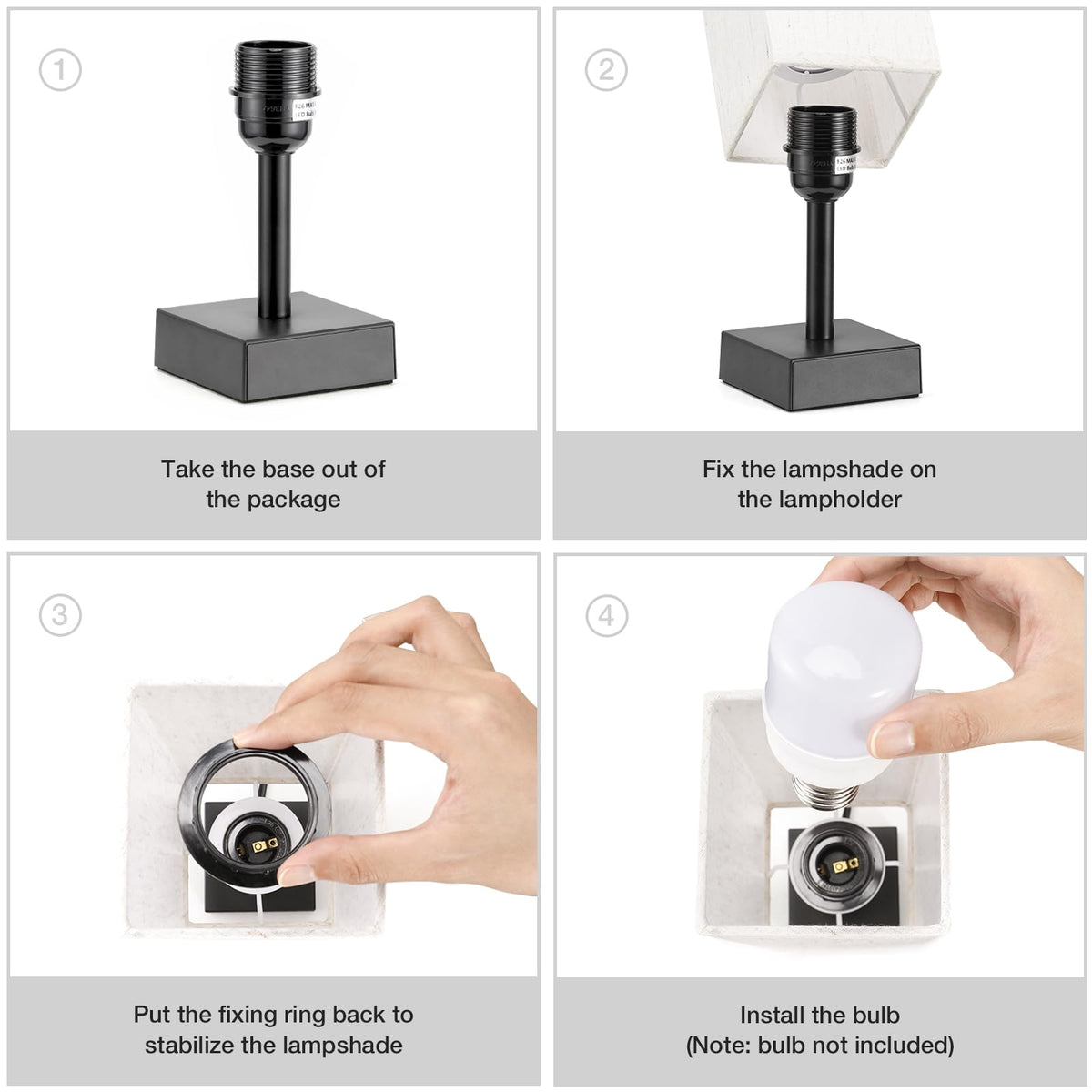 Small Bedside Table Lamp for Bedroom (Cream & Black / 12.8in)