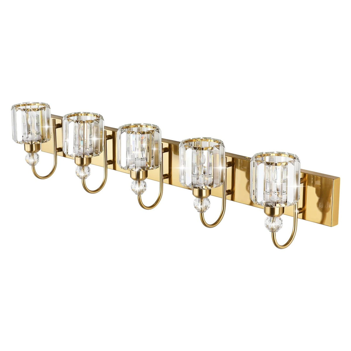 Crystal Vanity Lights 5 (Round-Brass / 5-light)