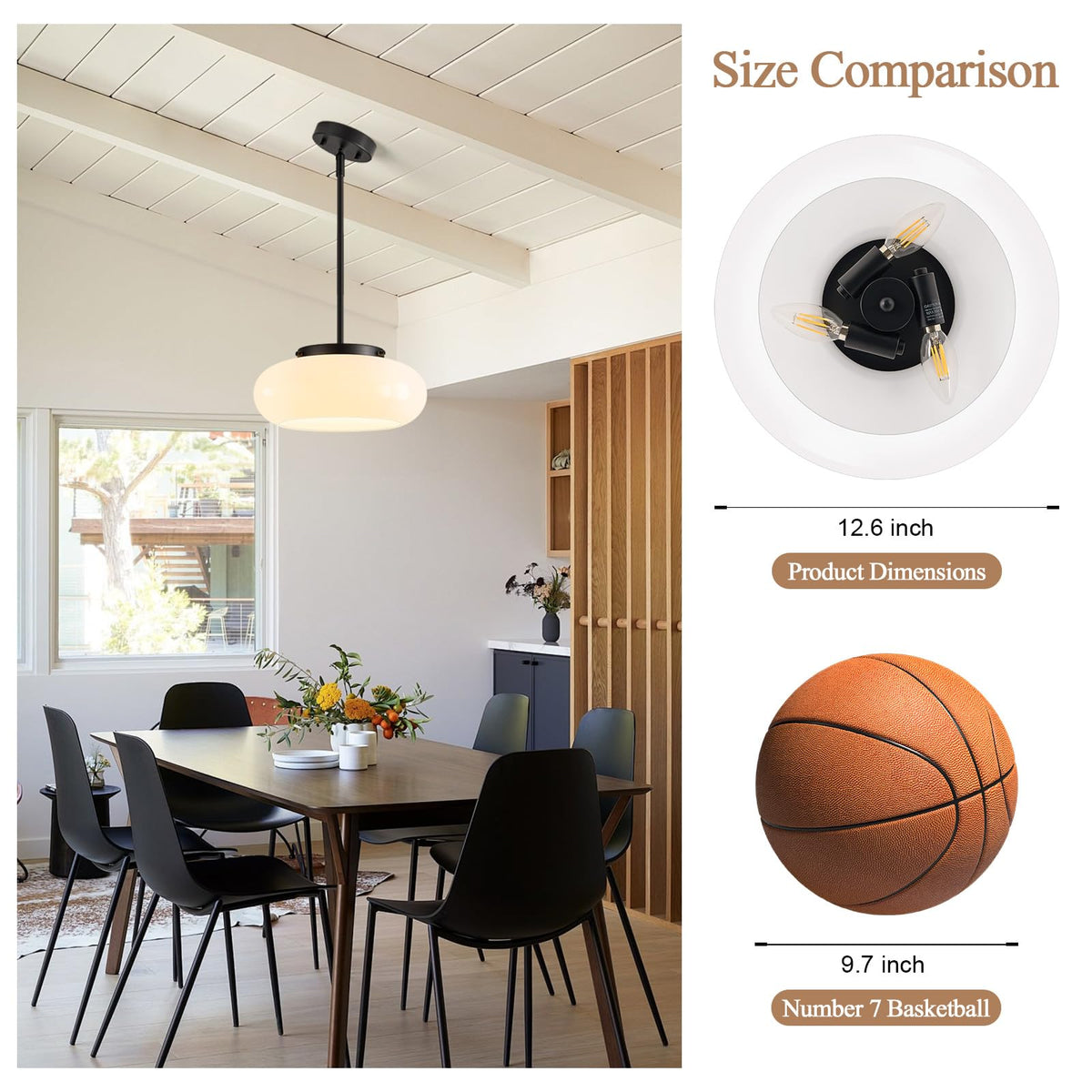 Mid Century Modern Black 3 (Black / 12.6 Inch)
