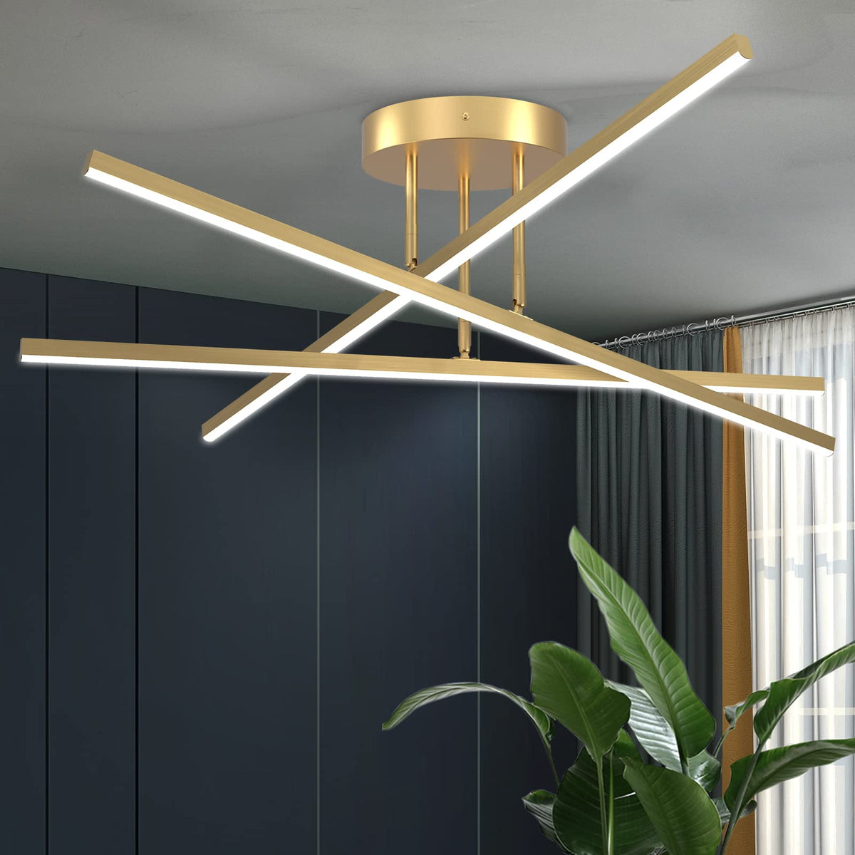 Gold LED Chandelier (Gold-A / 3 Lights - 3CCT - 23.82")