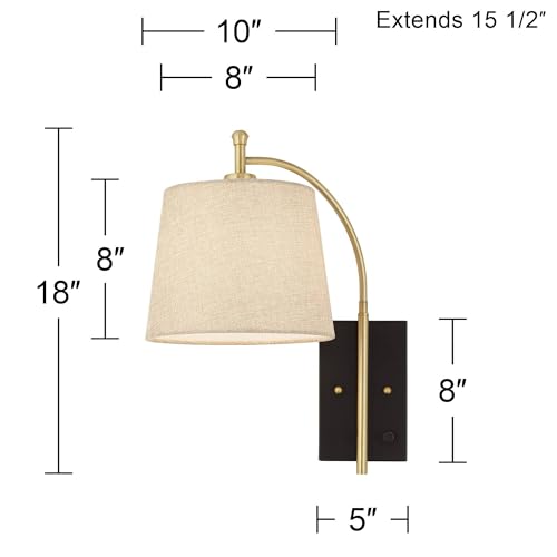 Chester Antique Brass and Black Swing Arm Wall Lamps Set of 2 Light Fixture