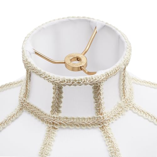 30628 Tranditional Scallop Dome Shape Spider Construction Lamp Shade in Light Grey Jacquard Fabric (Light Grey & 13" Wide)