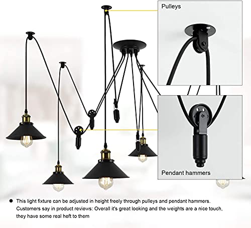 Pulley Pendant Light With 6 Lights (6 Arms-UFO)