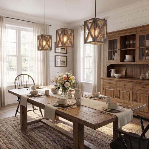 Farmhouse Pendant Light Fixture (Natural Brown / 1 Pack - L7")