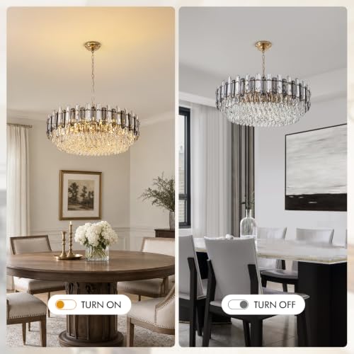 31.5 inch Modern Gold Crystal Chandelier for Dining Room (31.5")