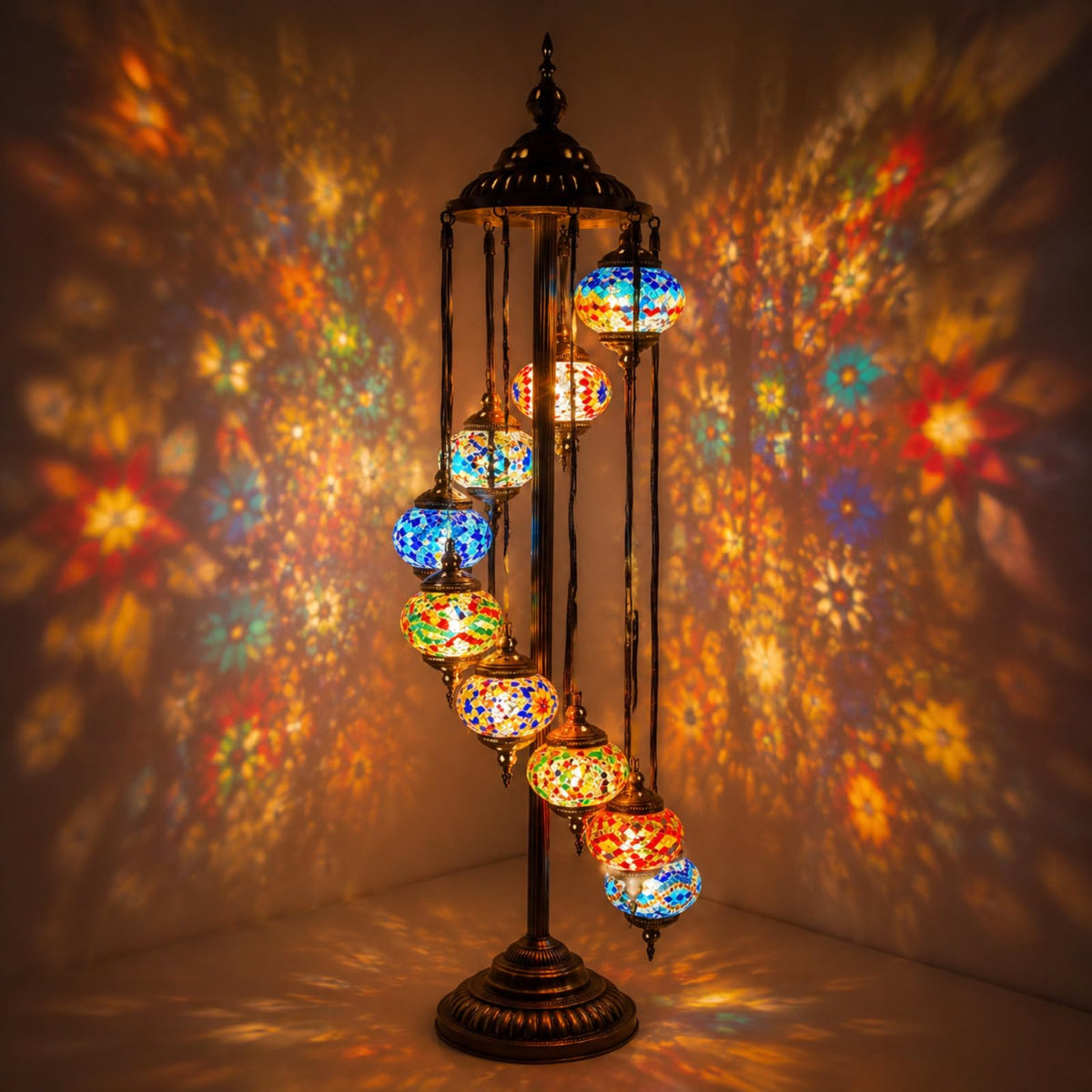 Turkish Mosaic Floor Lamp Moroccan Lamps (9 Globes Style)