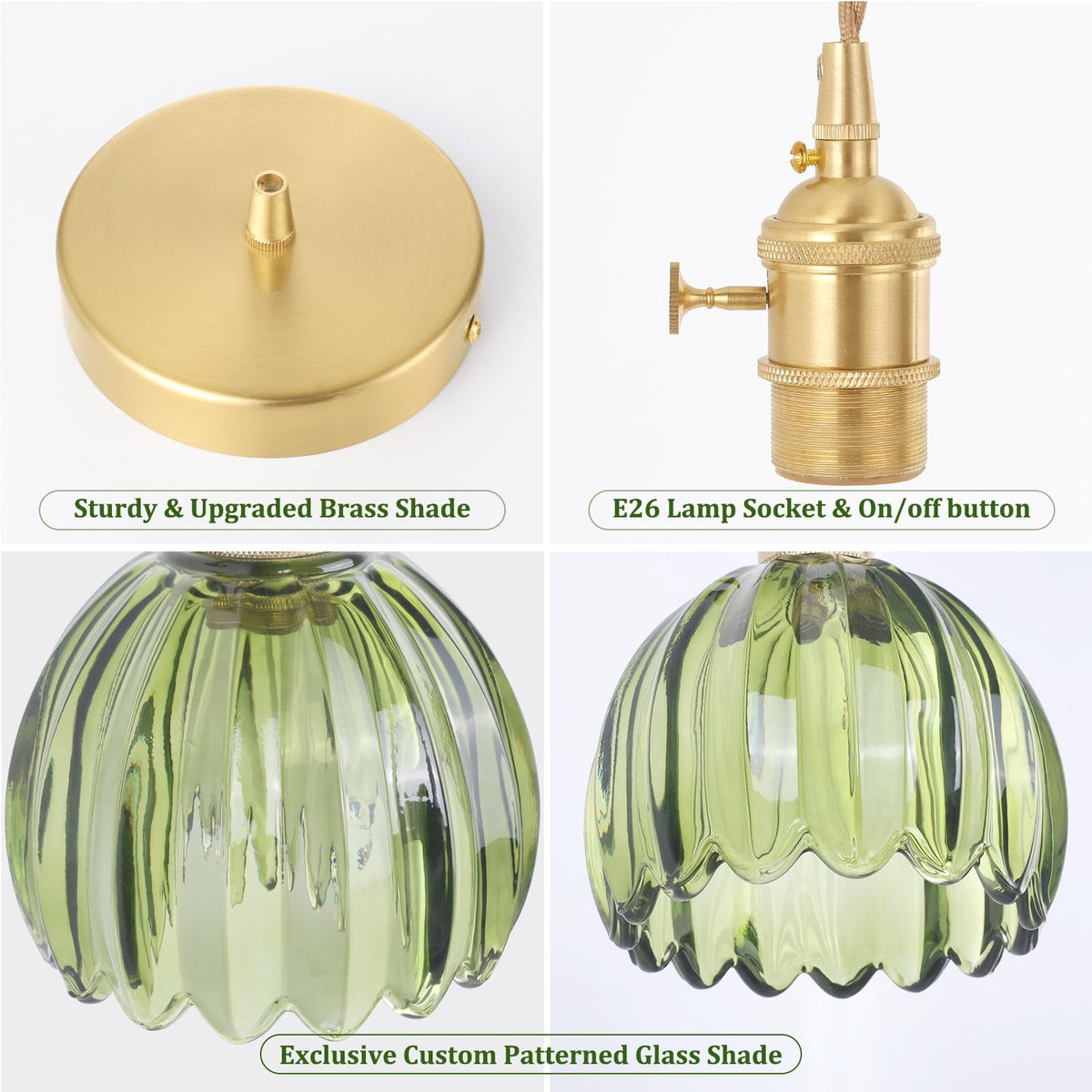 Pendant Light with Green Tulip Glass Lmapshade (Tulip Green)