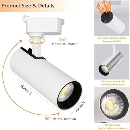 Plug in J&L Type LED Track Lighting Kits Dimmable Adjustable Angle Heads