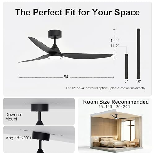 54 Inch Ceiling Fan with Lights (Black / 54 inch)