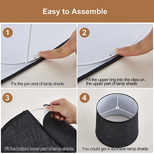 Black Bedside Lamp Shades Set of 2 Replacement (Black04)