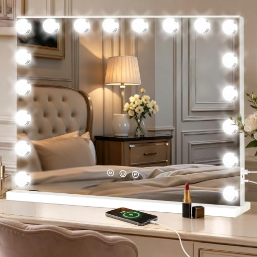 Vanity Mirror with Lights (White / 32"L x 24"W)