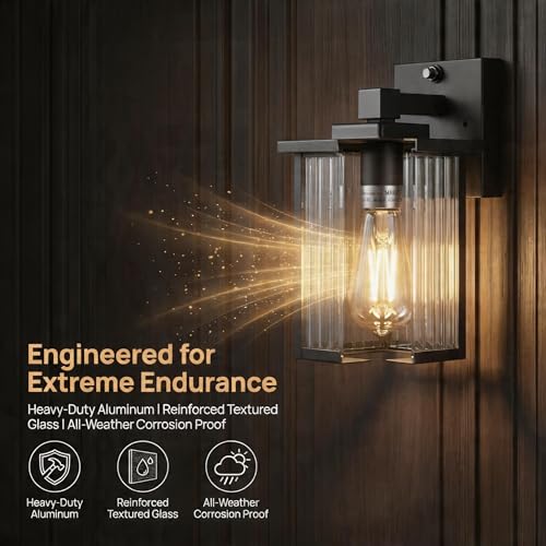 2 Pack Black Dusk to Dawn Outdoor Wall Light (Black / 10.6''-2 Pack)