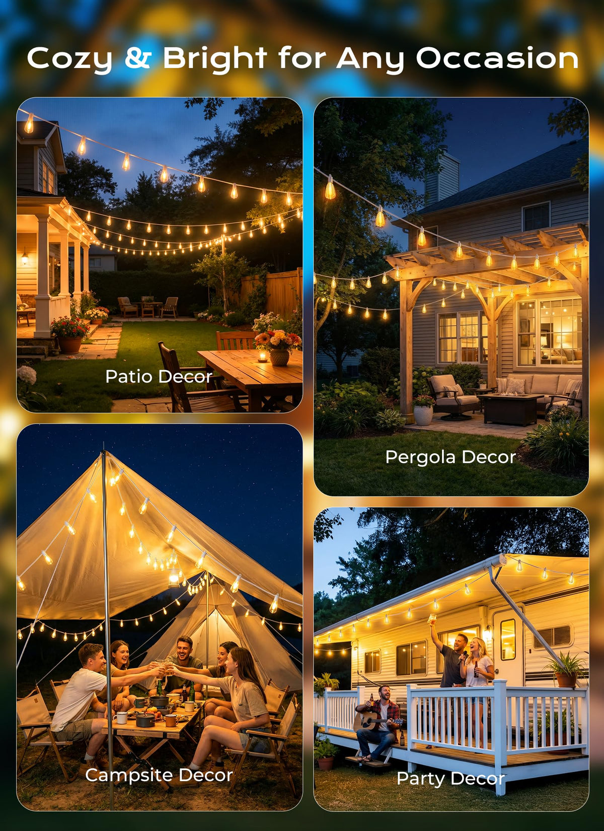 100FT Solar String Lights Outdoor (100FT(White line))
