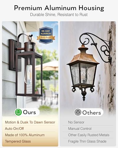 14" Upgrade Motion Lights for Outside (Oil-Rubbed Bronze / Motion Sensor 1 PACK)