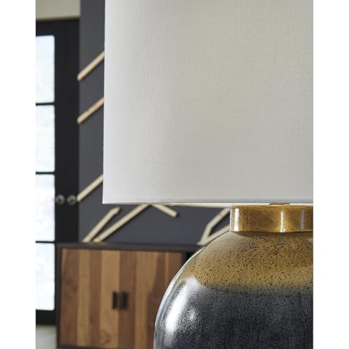 Table Lamp Retro Blue with Gold Base (Blue/Gold Finish / Table Lamp)