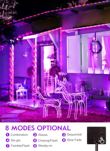 Solar Halloween Lights Outdoor (Orange&Purple / 100 LED)