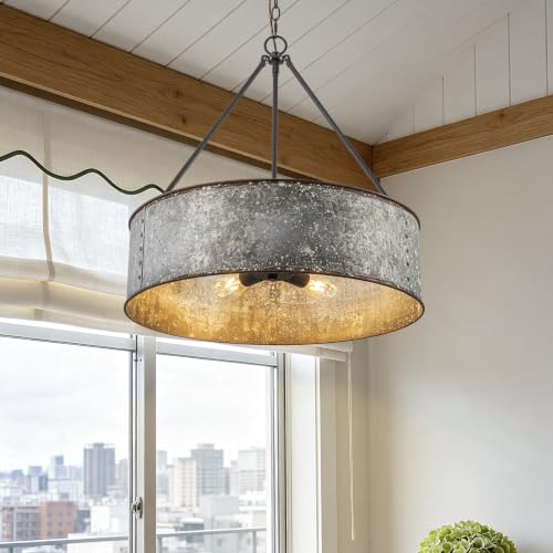 24" Metal Drum Chandelier 5 (Distressed Iron / 24")