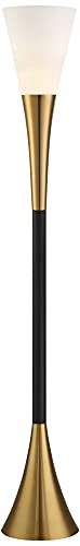 Piazza 72 1 2" Tall Brass and Black Torchiere Floor Lamp (Black and Gold)