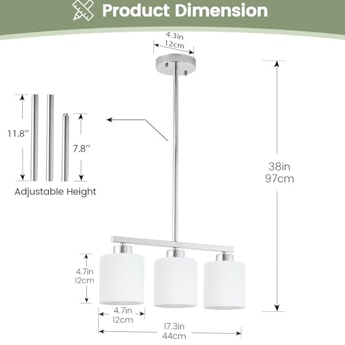 Chrome Finish 3 (Silver & Milky White Glass / 3 Light)