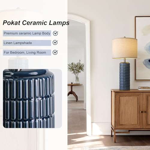 27.5'' Tall Table Lamps for Living Room Set of 2 (Deep Blue)