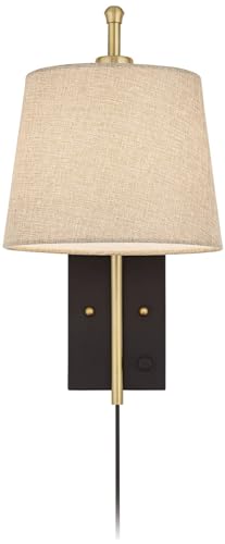 Chester Antique Brass and Black Swing Arm Wall Lamps Set of 2 Light Fixture