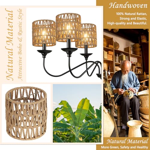 6 Pack Rattan Lamp Shade Mix
