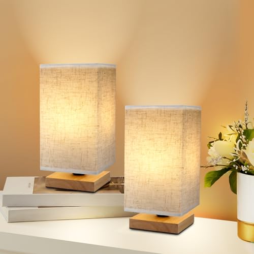 Small Square Bedside Table Lamp for Bedroom set of 2 (Square - Set of 2)