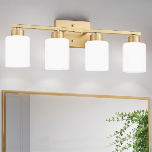 Light Fixtures Vanity Lights Over Mirror Modern Lighting fixtures for Bathroom with Milky White Frosted Glass Shades