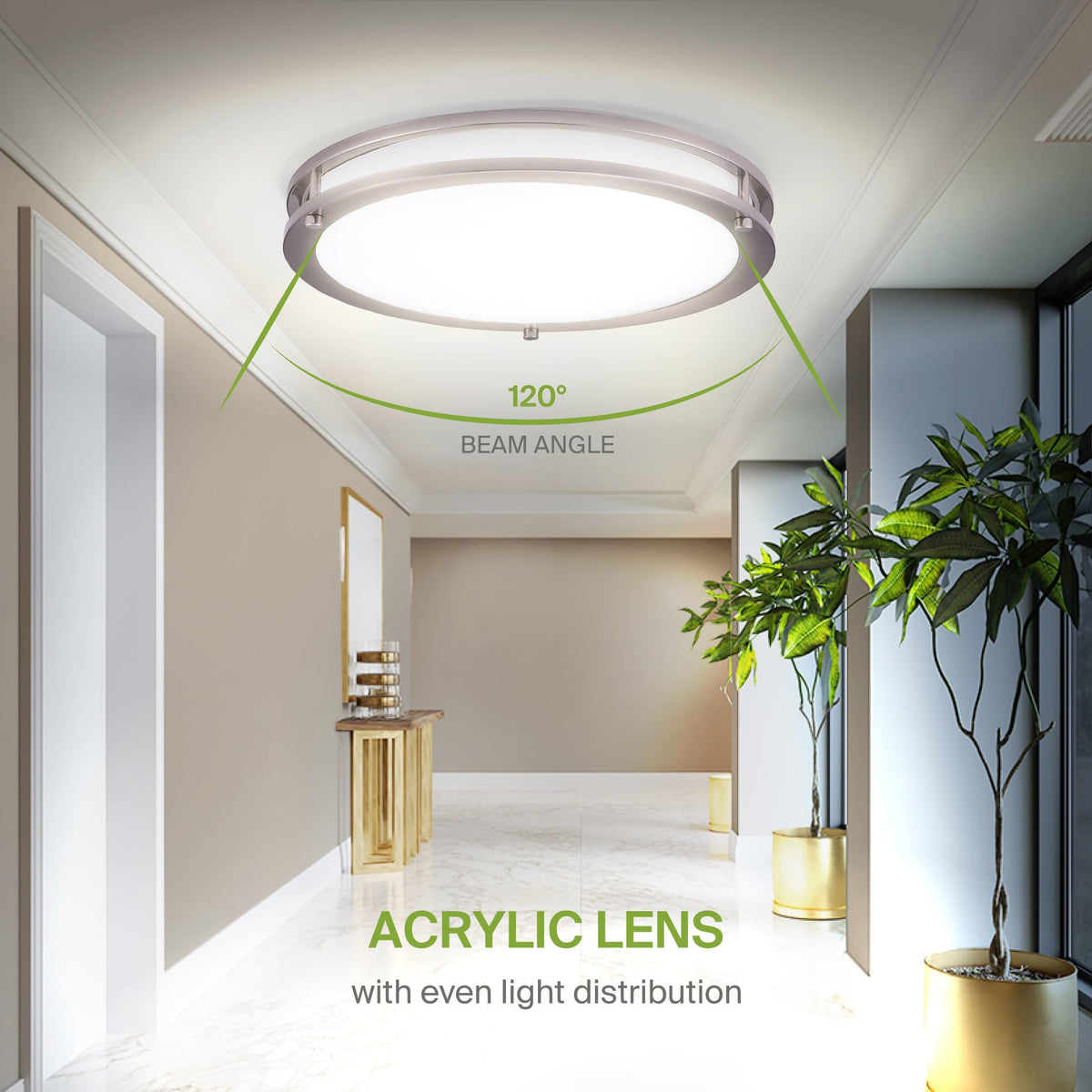 LED 16" Round Flush Mount Lighting (Brushed Nickel)